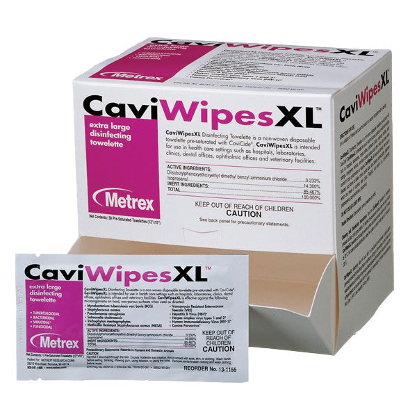 CaviWipes1 Towelettes (X-Large) Singles, Box of 50 single wipes. 9 CaviWipes1 Towelettes (X-Large) Singles, Box of 50 single wipes. 9