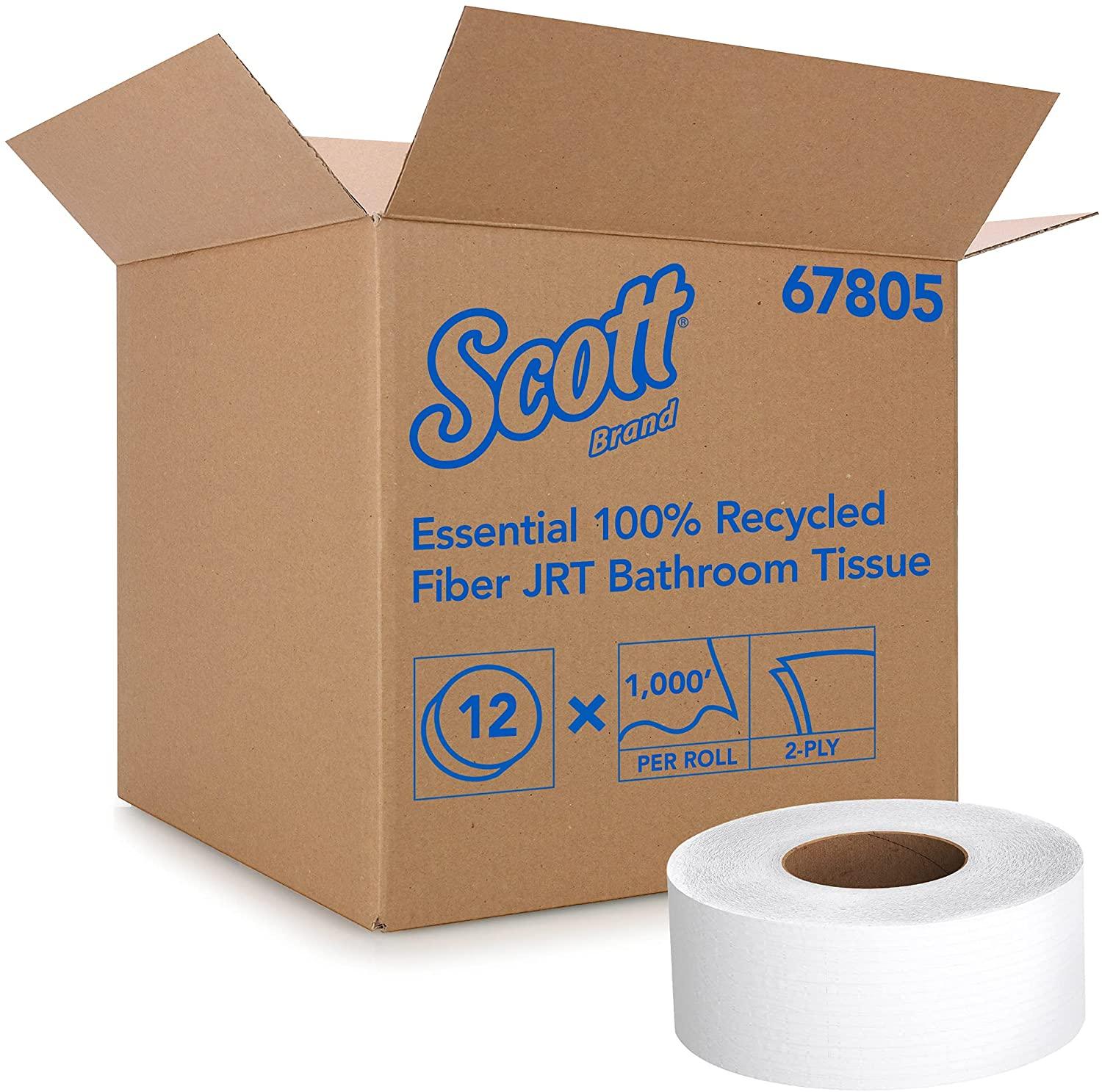 Scott Essential Professional Bulk Toilet Paper for Business (13607),  Individually Wrapped Standard Rolls, 2-Ply, White, 20 Rolls/Convenience  Case, 550