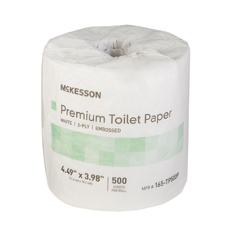 Toilet Tissue McKesson Premium White 2-Ply Standard Size Cored Roll 500 Sheets 4 X 4-1/2 Inch
