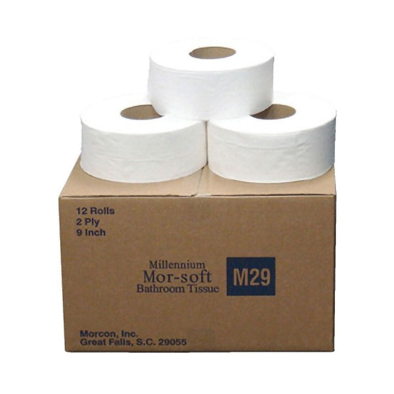Toilet Tissue Millennium Mor-soft White 2-Ply Jumbo Size Cored Roll Continuous Sheet 9 Inch X 700 Foot