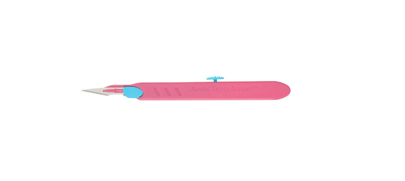 Sandel Safety Scalpels, #3 Handle with #11 Blade, Blue Shield, TIME OUT Sleeve