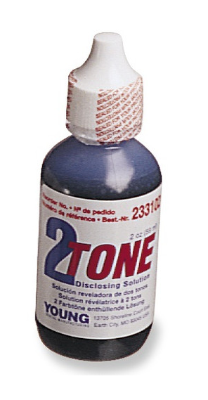 2-Tone Disclosing Solution, 2 oz. (60 ml) Bottle. Concentrated, fast acting 233102