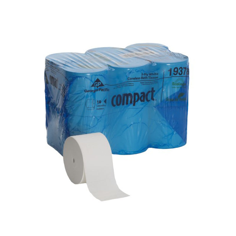 Toilet Tissue Compact White 2-Ply Standard Size Coreless Roll 1500 Sheets 3-4/5 X 4-1/20 Inch