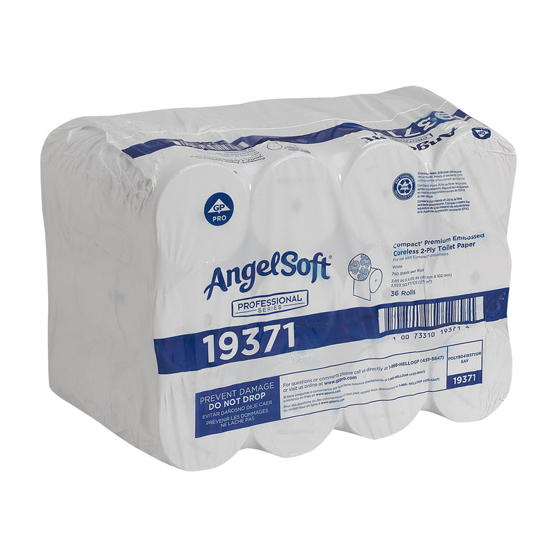 Toilet Tissue Angel Soft Professional Series Compact White 2-Ply Standard Size Coreless Roll 750 Sheets 3-4/5 X 4-1/20 Inch