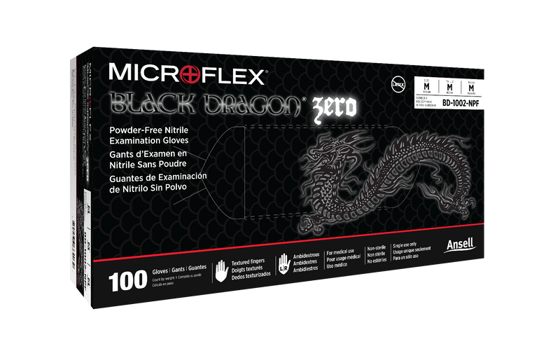 Microflex Black Dragon Zero Powder Free Nitrile Exam Gloves BD-1001-NPF-1