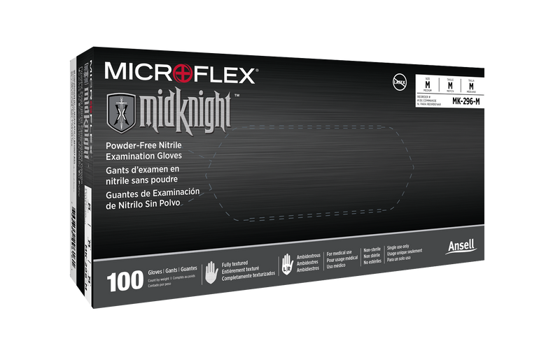 Microflex Midknight MK-296 Powder Free Nitrile Exam Gloves MK-296-XS-1