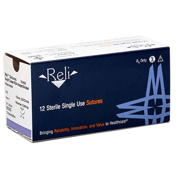 Reli 3/0, 27" Coated PGA Undyed Braided Sutures with C-6 reverse-cutting 19mm VU423-SI