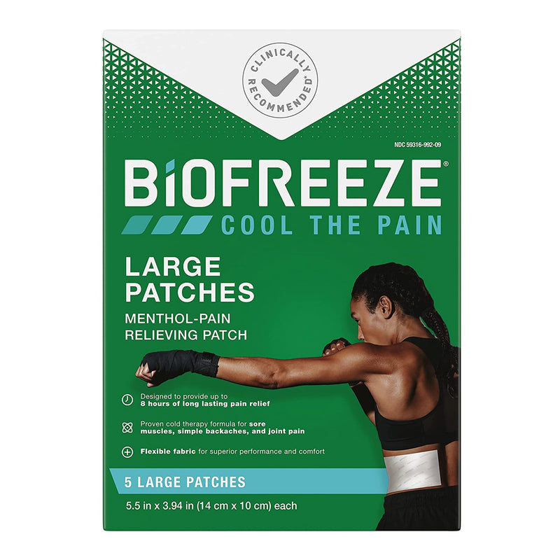 Topical Pain Relief Biofreeze® 5% Strength Menthol Patch 5 per Box