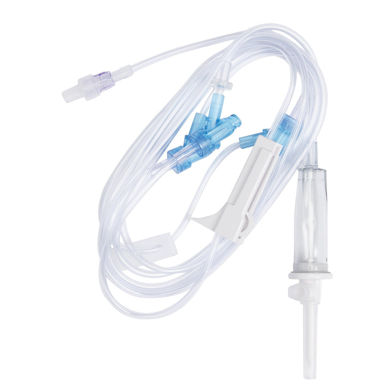 Primary IV Administration Set SafeDay Gravity 3 Ports 15 Drops / mL Drip Rate Without Filter 112 Inch Tubing Solution | B. Braun Medical | SurgiMac