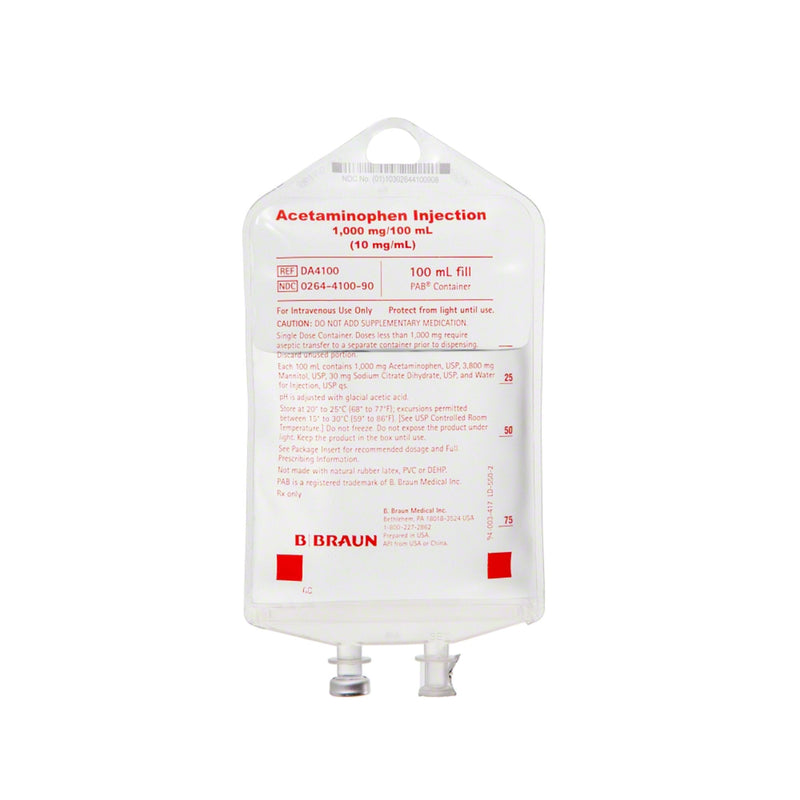 Acetaminophen 1000 mg / 100 mL IV Solution Flexible Bag 100 mL | B. Braun Medical | SurgiMac