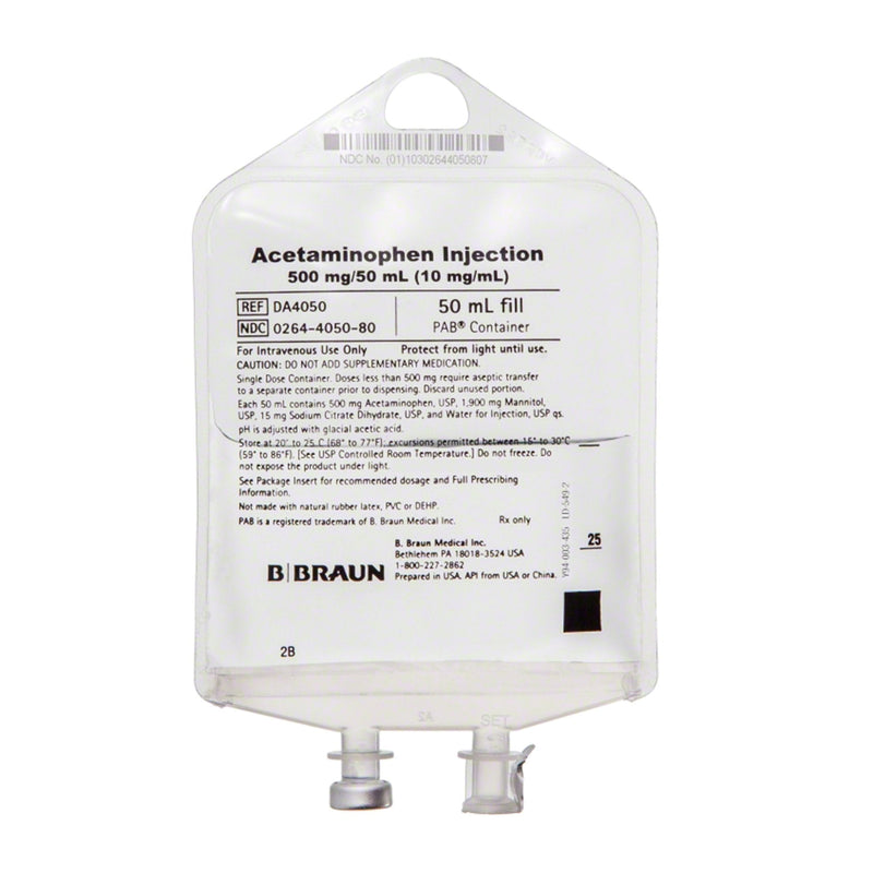 Acetaminophen 500 mg / 50 mL IV Solution Flexible Bag 50 mL | B. Braun Medical | SurgiMac