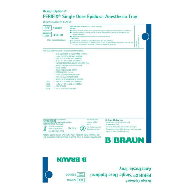 Epidural Tray Design Options PERIFIX Single Shot | B. Braun Medical | SurgiMac