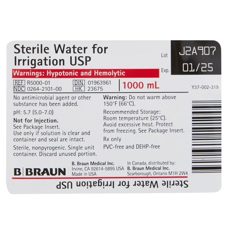 Irrigation Solution Sterile Water for Irrigation Not for Injection Bottle 1,000 mL | B. Braun Medical | SurgiMac