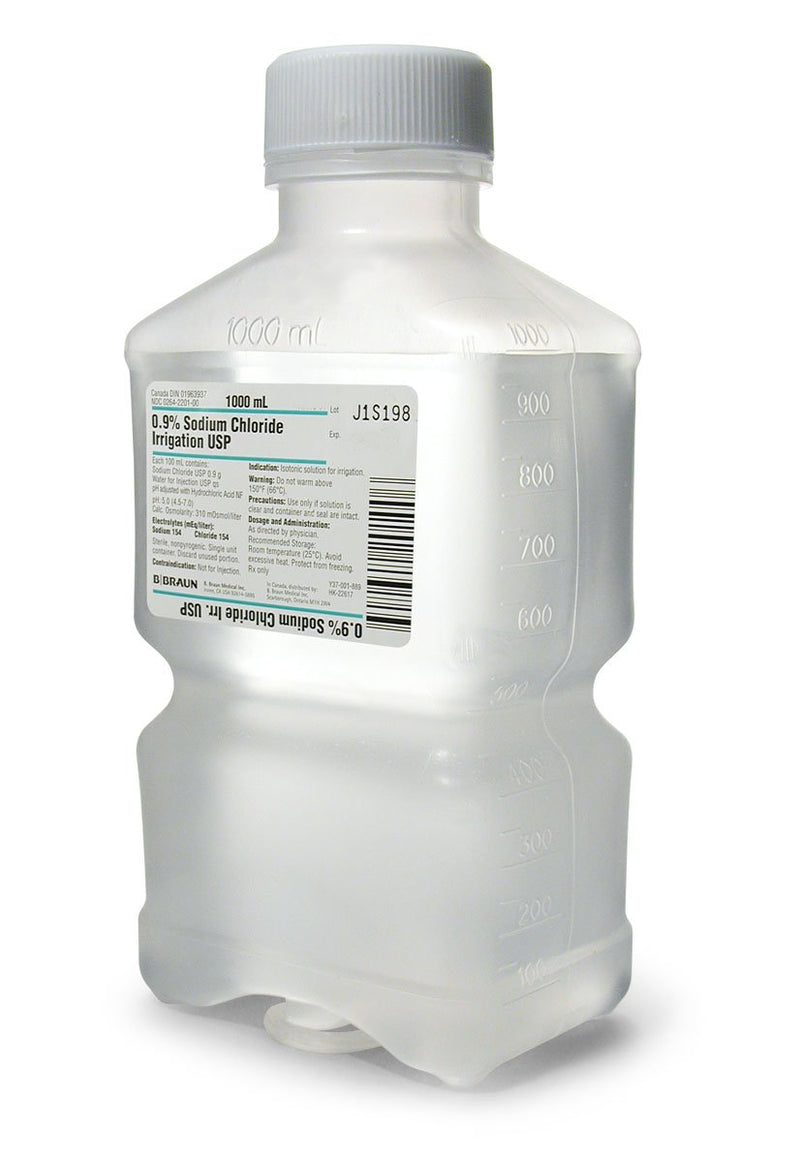 Irrigation Solution 0.9% Sodium Chloride, Preservative Free Not for Injection Bottle 1,000 mL | B. Braun Medical | SurgiMac