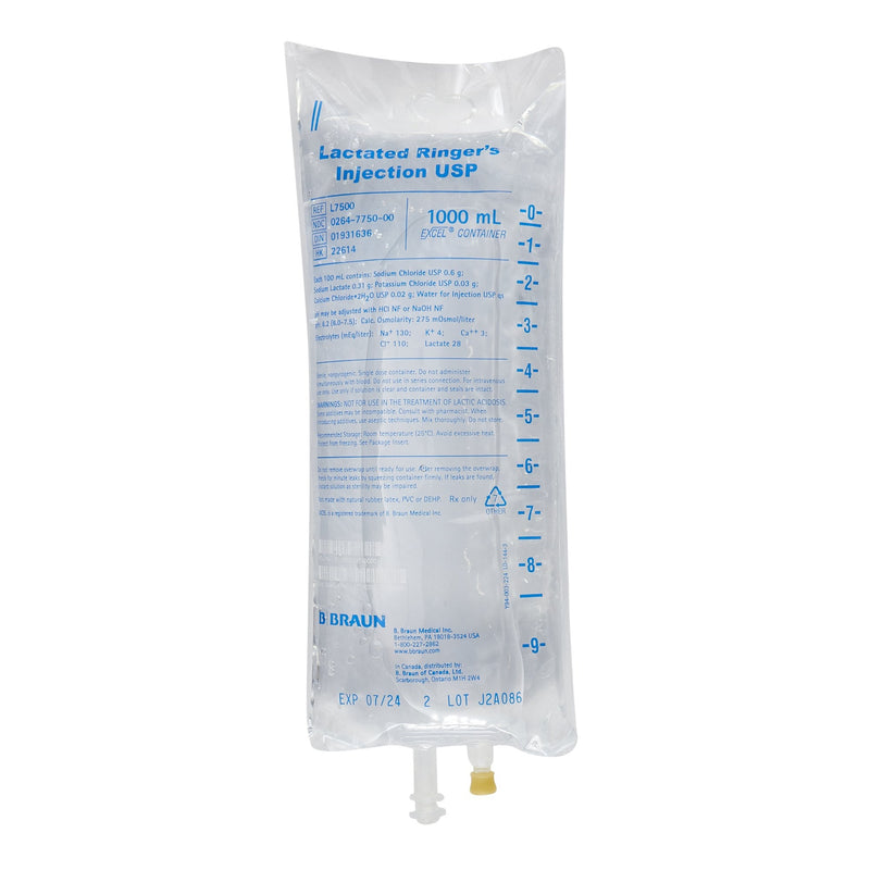 Replacement Preparation Lactated Ringer's Solution IV Solution Flexible Bag 1,000 mL | B. Braun Medical | SurgiMac