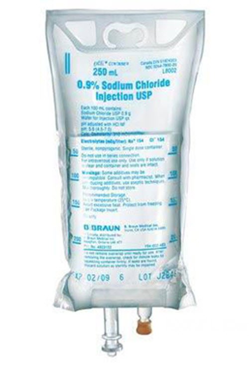 Replacement Preparation Sodium Chloride, Preservative Free 0.9% IV Solution Flexible Bag 250 mL | B. Braun Medical | SurgiMac