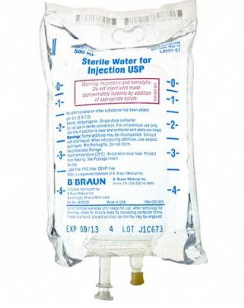 Diluent Sterile Water for Injection, Preservative Free IV Solution Flexible Bag 500 mL | B. Braun Medical | SurgiMac