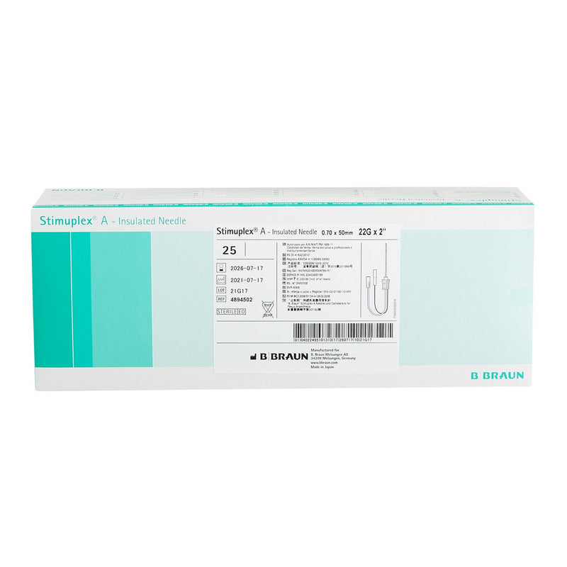 Peripheral Nerve Block Needle Stimuplex A 22 Gauge 2 Inch Insulated Single Shot | B. Braun Medical | SurgiMac