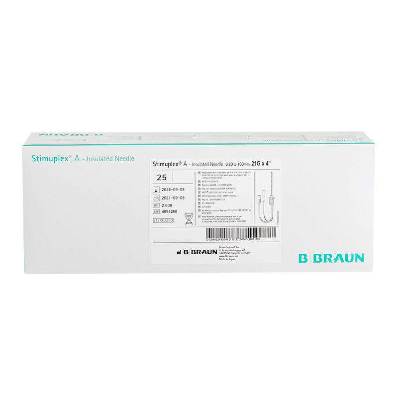 Peripheral Nerve Block Needle Stimuplex A 21 Gauge 4 Inch Insulated Single Shot | B. Braun Medical | SurgiMac