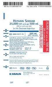 Heparin Sodium, Porcine / 5% Dextrose, Preservative Free 50 U / mL IV Solution Flexible Bag 500 mL | B. Braun Medical | SurgiMac