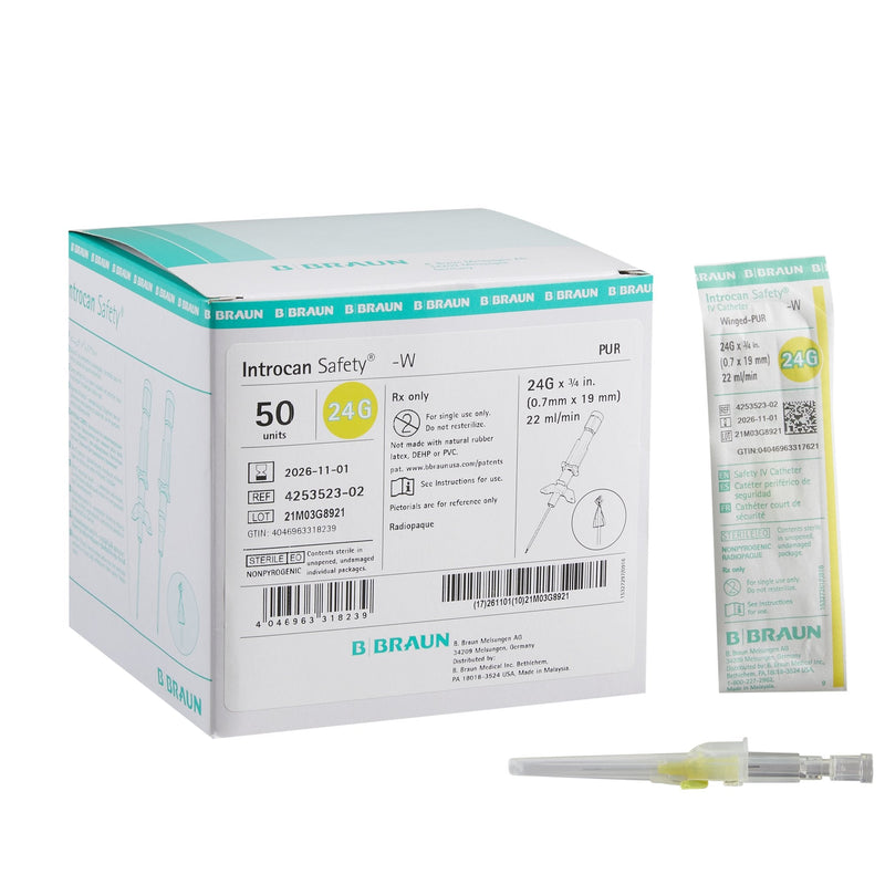 Peripheral IV Catheter Introcan Safety 24 Gauge 0.75 Inch Sliding Safety Needle | B. Braun Medical | SurgiMac