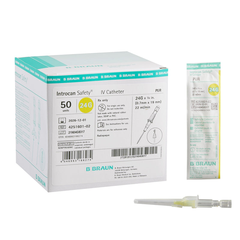 Peripheral IV Catheter Introcan Safety 24 Gauge 0.75 Inch Sliding Safety Needle | B. Braun Medical | SurgiMac