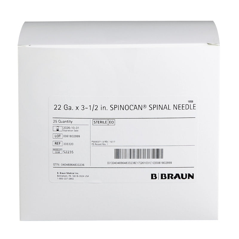 Spinal Needle Spinocan 3-1/2 Inch 22 Gauge Quincke Style | B. Braun Medical | SurgiMac