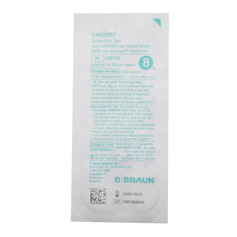 IV Extension Set Caresite Needle-Free Port Standard Bore 8 Inch Tubing Without Filter Sterile | B. Braun Medical | SurgiMac