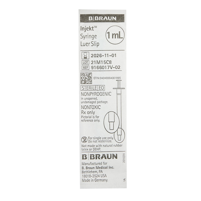 General Purpose Syringe Injekt 1 mL Luer Slip Tip Without Safety | B. Braun Medical | SurgiMac