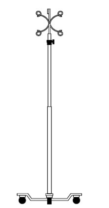 IV Stand Piggyback Hook 5-Hook 4 Legs with Heavy-Duty Casters | B. Braun Medical | SurgiMac