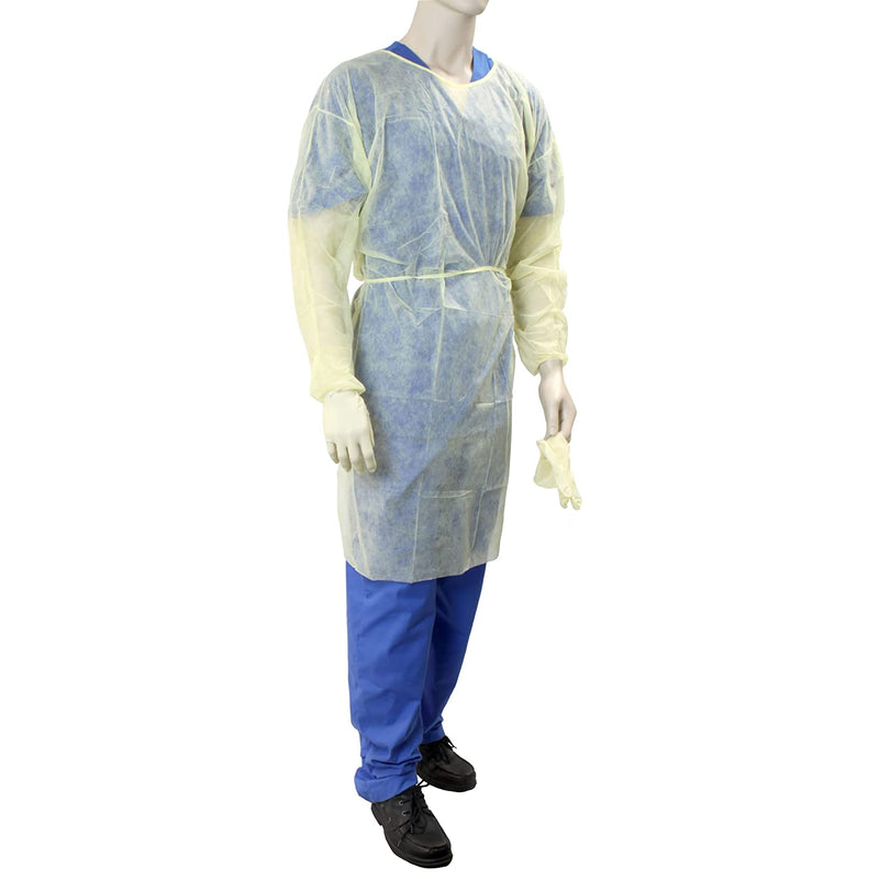 Dynarex Isolation Gown Fluid Resistant Universal, Yellow 50 pack