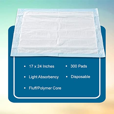 McKesson Classic Underpads, Incontinence, Light Absorbency, 17 in x 24 in, 300 Count