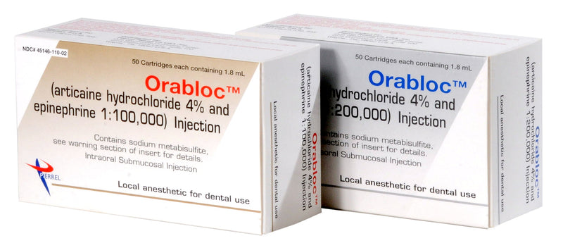 Orabloc Articaine HCl 4% with Epinephrine 1:200,000 Injection Cartridges, 1.8 mL 50/Pk