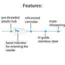 Orabloc Plastic Hub Periapical Dental Needle, 27G Short, Orange, 100/Bx