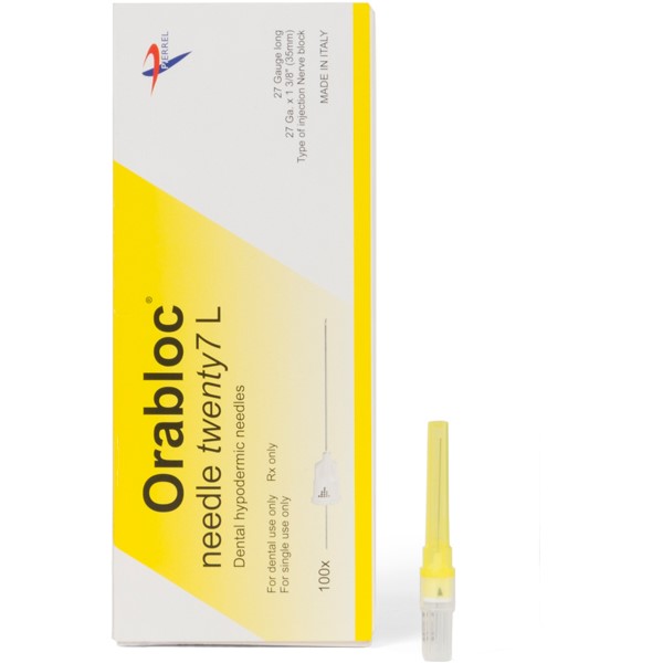 Orabloc Plastic Hub Nerve Block Dental Needle, 27G Long, 100/Bx