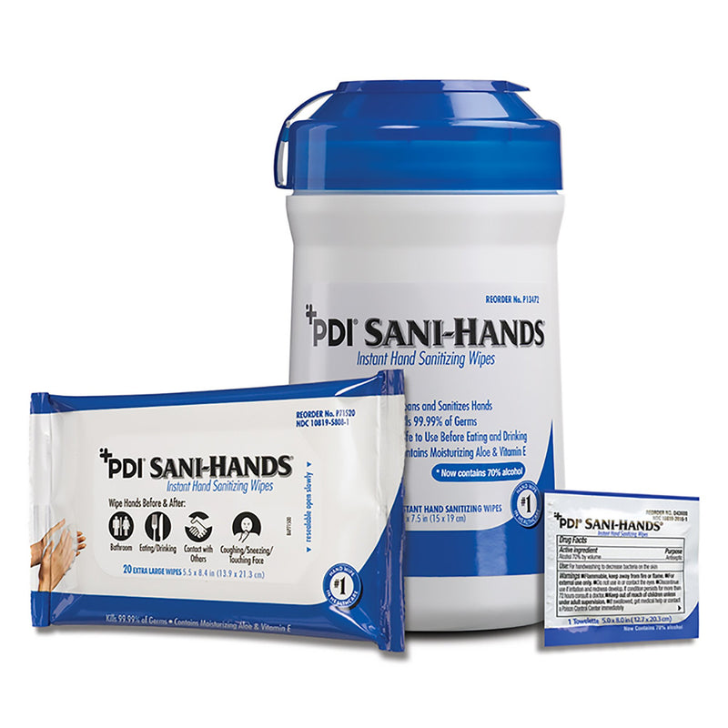 PDI Healthcare P71520 Sani-Hands Instant Hand Sanitizing Wipe, 5.5" Width, 8.4" Length