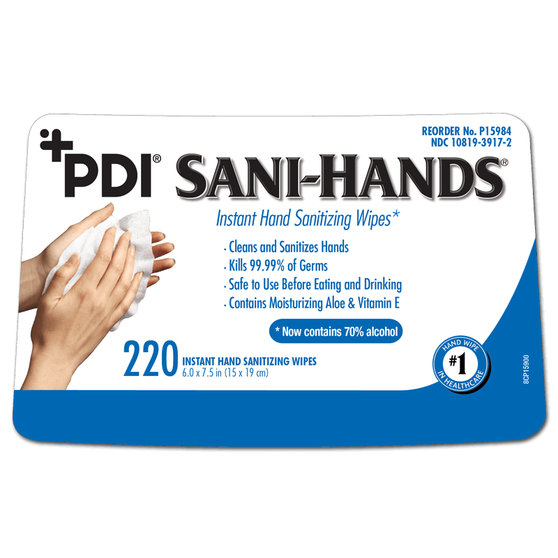 Sani-Hands Alcohol Wipes - 220, Wipes, 6" X 7.5", Large Canister