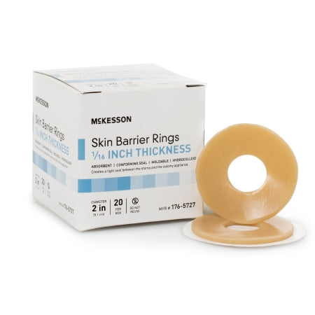 Skin Barrier Ring McKesson Moldable, Standard Wear Adhesive without Tape Without Flange Universal System Hydrocolloid 2 Inch Diameter X 1/16 Inch Thickness