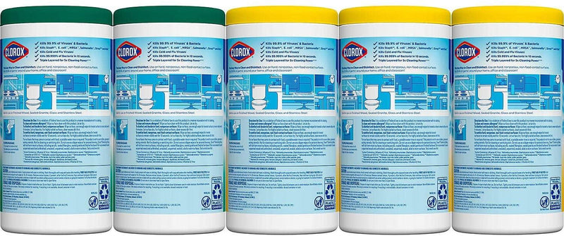 Clorox Disinfecting Wipes Variety Pack - 5X Cleaning Power, Kills 99.9% of Bacteria - 5 Pack, 425 Count Total