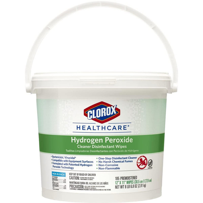 Clorox Healthcare Hydrogen Peroxide Cleaner Disinfectant Wipes, 185 Count Bucket (30826)