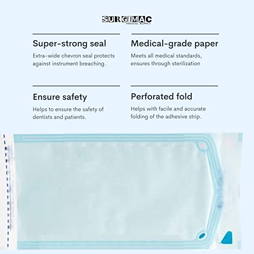 Self-Sealing Sterilization Pouch, Paper/Blue Film