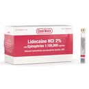 Cook-Waite Lidocaine HCL 2% with Epinephrine 1:100,000 Local Anesthetic, Box of 50 - 1.7 mL Cartridges
