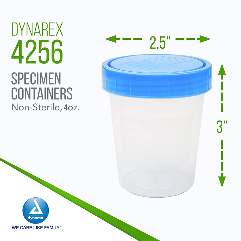 Dynarex Specimen Containers, Non-Sterile, Bulk Packaged Specimen Cups with Lids, 1 Box of 500
