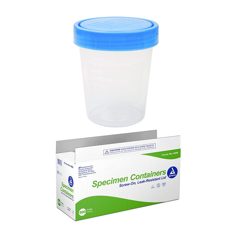 Dynarex Specimen Containers, Non-Sterile, Bulk Packaged Specimen Cups with Lids, 1 Box of 500