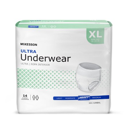 Unisex Adult Absorbent Underwear McKesson Ultra Pull On with Tear Away Seams Disposable Heavy Absorbency
