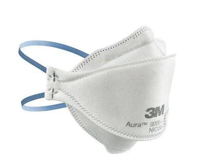 SurgiMac Dental District Medical Supply - 3M 9205+ Particulate Respirator Mask 3M™ Aura™ Industrial N95 Flat Fold Elastic Strap One Size Fits Most White NonSterile  Adult 