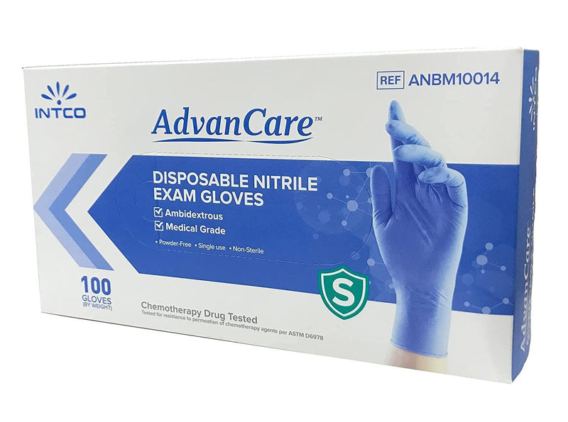 SurgiMac Dental District Medical Supply - AdvanCare Medical Nitrile Examination Gloves - 100 count box - Chemo Rated 