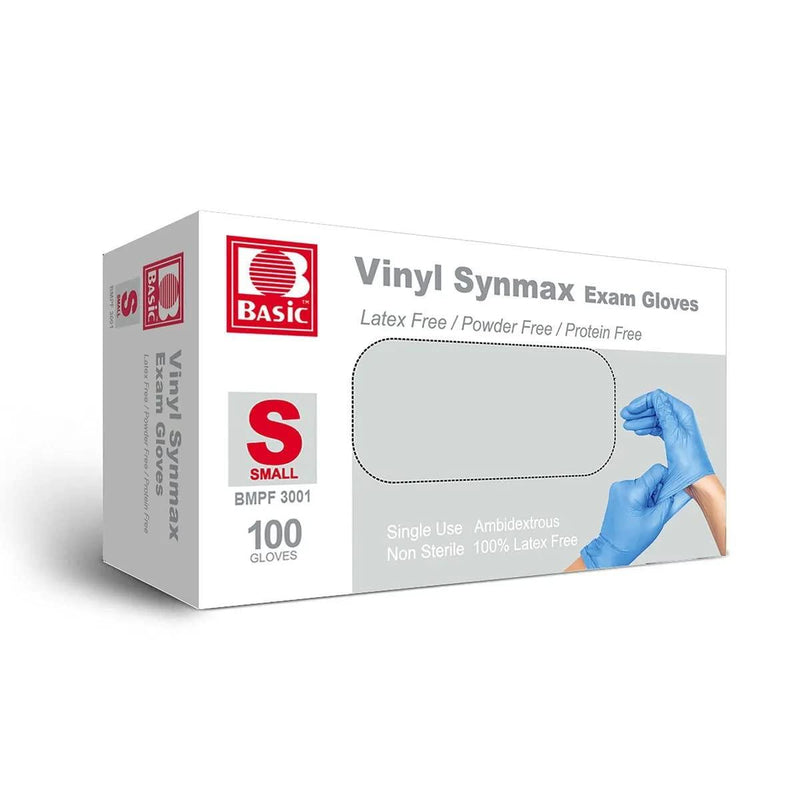 SurgiMac Dental District Medical Supply - BASIC Medical Synmax Vinyl Exam Gloves - Latex-Free & Powder-Free 