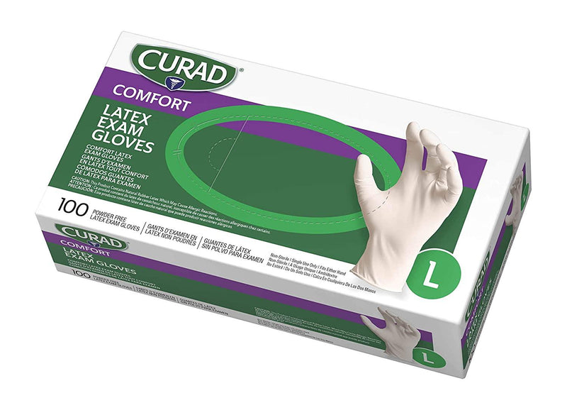 SurgiMac Dental District Medical Supply - Curad Disposable Medical Latex Gloves, Powder Free Latex Gloves are Textured, 100 Count 