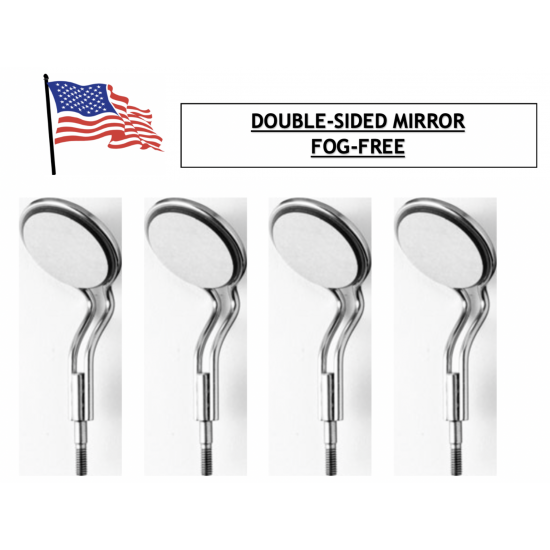 SurgiMac Dental District Medical Supply - Dental Mirror handle with double sided mirrors - Ergonomic Hollow Handle (Pack of 8) 
